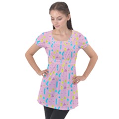 Arcade Dreams Pink Puff Sleeve Tunic Top by thePastelAbomination