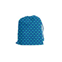 Blue Circles On A Dark Blue Background Drawstring Pouch (small) by SychEva