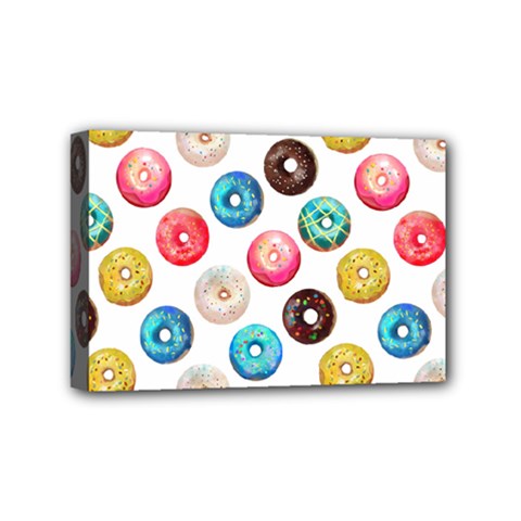 Delicious Multicolored Donuts On White Background Mini Canvas 6  X 4  (stretched) by SychEva