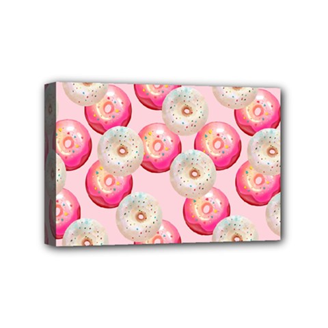 Pink And White Donuts Mini Canvas 6  X 4  (stretched) by SychEva