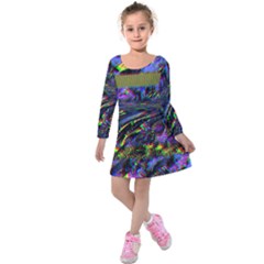 Unadjusted Tv Screen Kids  Long Sleeve Velvet Dress by MRNStudios