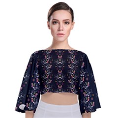 Digital Springs Tie Back Butterfly Sleeve Chiffon Top by Sparkle