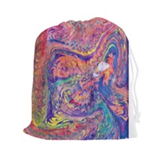 Painted Feathers Drawstring Pouch (2xl) by kaleidomarblingart