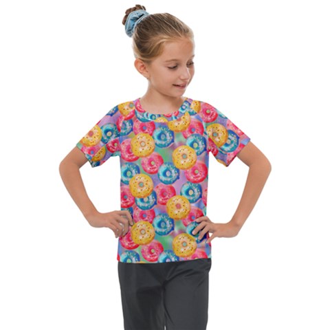 Multicolored Donuts Kids  Mesh Piece Tee by SychEva