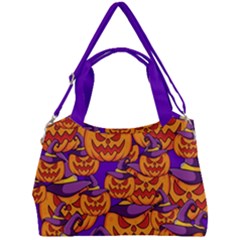 Purple And Orange Pumpkins, Crazy Halloween Pattern, Jack O  Lantern Double Compartment Shoulder Bag by Casemiro