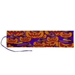 Purple And Orange Pumpkins, Crazy Halloween Pattern, Jack O  Lantern Roll Up Canvas Pencil Holder (l) by Casemiro
