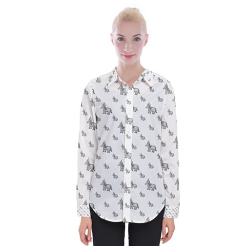 Grey Unicorn Sketchy Style Motif Drawing Pattern Womens Long Sleeve Shirt by dflcprintsclothing