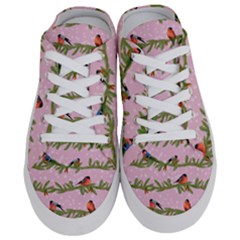 Bullfinches Sit On Branches On A Pink Background Half Slippers by SychEva