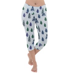 Coniferous Forest Lightweight Velour Capri Yoga Leggings by SychEva