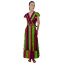 Warped Stripy Dots Flutter Sleeve Maxi Dress View1