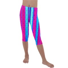 Warped Stripy Dots Kids  Lightweight Velour Capri Leggings  by essentialimage365