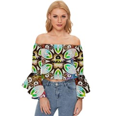 375 Chroma Digital Art Custom Off Shoulder Flutter Bell Sleeve Top by Drippycreamart