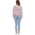 Pink And White Donuts On Blue Women s Lightweight Cropped Hoodie View4