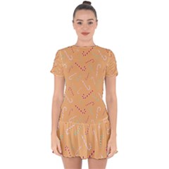 Sweet Christmas Candy Drop Hem Mini Chiffon Dress by SychEva