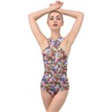 Retro Color Cross Front Low Back Swimsuit View1
