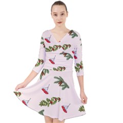 Rowan Branches And Spruce Branches Quarter Sleeve Front Wrap Dress by SychEva