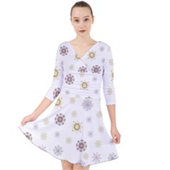 Magic Snowflakes Quarter Sleeve Front Wrap Dress by SychEva