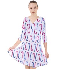 Christmas Candy Quarter Sleeve Front Wrap Dress by SychEva
