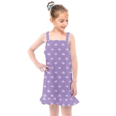 Pink Clouds On Purple Background Kids  Overall Dress by SychEva