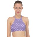 Pink Clouds On Purple Background Racer Front Bikini Top View1