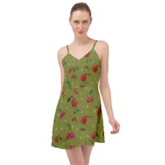 Red Cherries Athletes Summer Time Chiffon Dress by SychEva