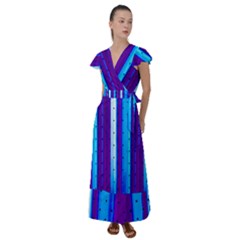 Warped Stripy Dots Flutter Sleeve Maxi Dress by essentialimage365