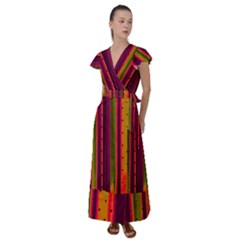 Warped Stripy Dots Flutter Sleeve Maxi Dress by essentialimage365