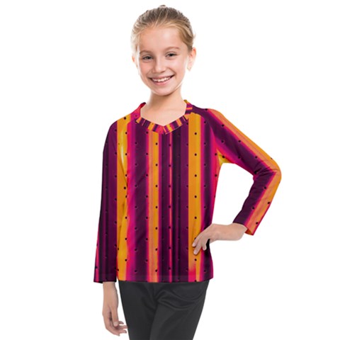 Warped Stripy Dots Kids  Long Mesh Tee by essentialimage365