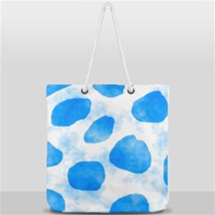 Cloudy Watercolor, Blue Cow Spots, Animal Fur Print Full Print Rope Handle Tote (large) by Casemiro
