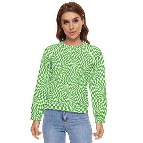 Illusion Waves Pattern Women s Long Sleeve Raglan Tee by Sparkle