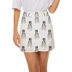 Cute Husky Puppies Mini Front Wrap Skirt by SychEva