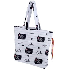 Cute Cameras Doodles Hand Drawn Drawstring Tote Bag by Sapixe