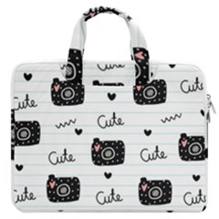 Cute Cameras Doodles Hand Drawn Macbook Pro Double Pocket Laptop Bag (large) by Sapixe