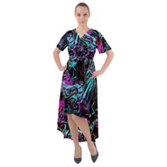 Reptilian Scream Front Wrap High Low Dress by MRNStudios