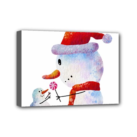Snowman Mini Canvas 7  X 5  (stretched) by SychEva