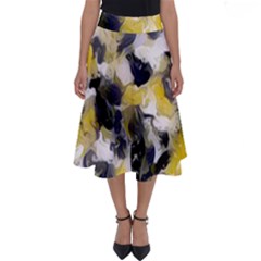 Black, Gray And Yellow Swirls Perfect Length Midi Skirt by Khoncepts