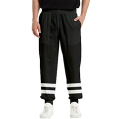 Two Lower Horizontal White Stripes On Black Men s Elastic Waist Pants by VernenInk