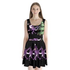 Octopus Black Split Back Mini Dress  by Blueketchupshop