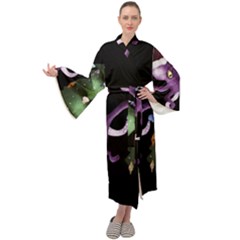 Octopus Black Maxi Velour Kimono by Blueketchupshop