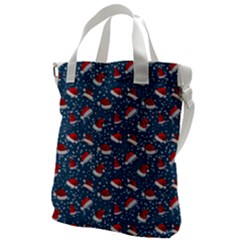 Blue Christmas Hats Canvas Messenger Bag by SychEva