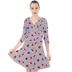 Santa Hat Quarter Sleeve Front Wrap Dress by SychEva