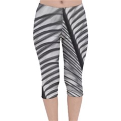Cycas Leaf The Shadows Velvet Capri Leggings  by DimitriosArt