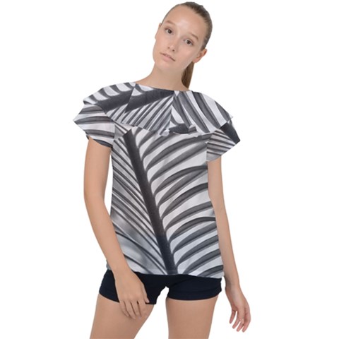 Cycas Leaf The Shadows Ruffle Collar Chiffon Blouse by DimitriosArt