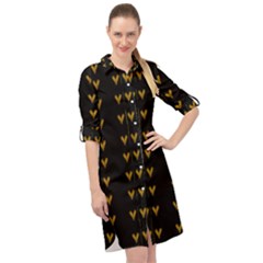 Golden Hearts On Black Freedom Long Sleeve Mini Shirt Dress by pepitasart