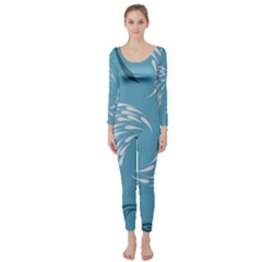 Folk Flowers Print Floral Pattern Ethnic Art Long Sleeve Catsuit by Eskimos