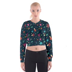 Bright Mushrooms Cropped Sweatshirt by SychEva