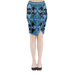 Rare Excotic Blue Flowers In The Forest Of Calm And Peace Midi Wrap Pencil Skirt by pepitasart
