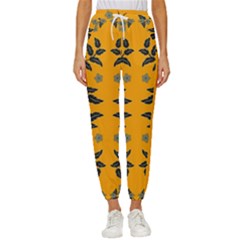 Floral Folk Damask Pattern Fantasy Flowers Floral Geometric Fantasy Cropped Drawstring Pants by Eskimos