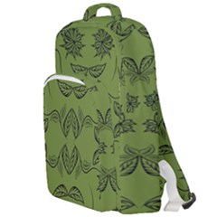 Floral Folk Damask Pattern Fantasy Flowers Floral Geometric Fantasy Double Compartment Backpack by Eskimos