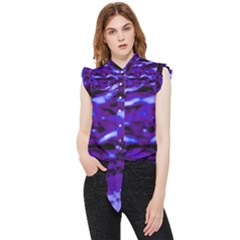 Purple  Waves Abstract Series No2 Frill Detail Shirt by DimitriosArt